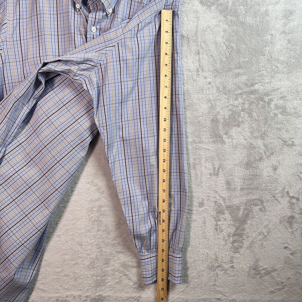 Turnbull & Asser‎ Bespoke Mens Dress Shirt XL?*READ Blue Plaid Button Down - Picture 13 of 16